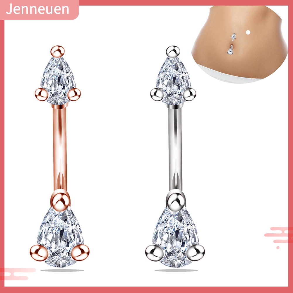 1 Khuyên Rốn Bằng Thép Không Gỉ Đính Đá Zircon Thời Trang