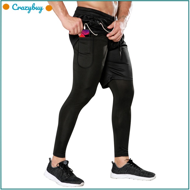 Cr Quần Legging Thể Thao Giả Hai Lớp Khô Thoáng Nhanh Thời Trang Cho Nam