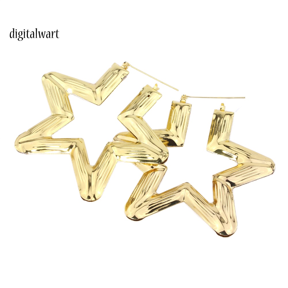 Kỹ Thuật Số| Bông Tai Hình Trái Tim / Vuông / Tròn / Ngôi Sao Dập Nổi Bằng Tre Thời Trang