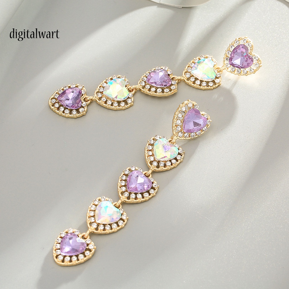 Kỹ Thuật Số| Bông Tai DạNg DàI HìNh TráI Tim ĐíNh Đá LấP LáNh