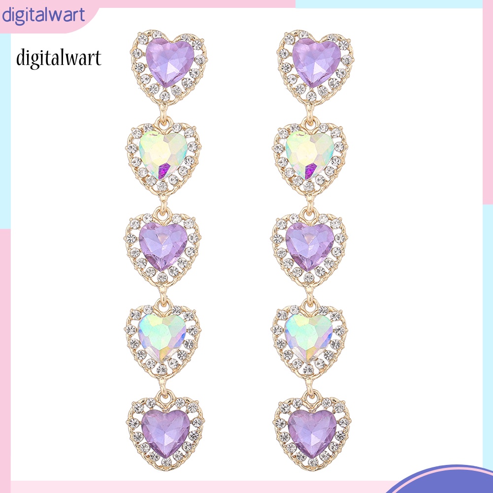 Kỹ Thuật Số| Bông Tai DạNg DàI HìNh TráI Tim ĐíNh Đá LấP LáNh