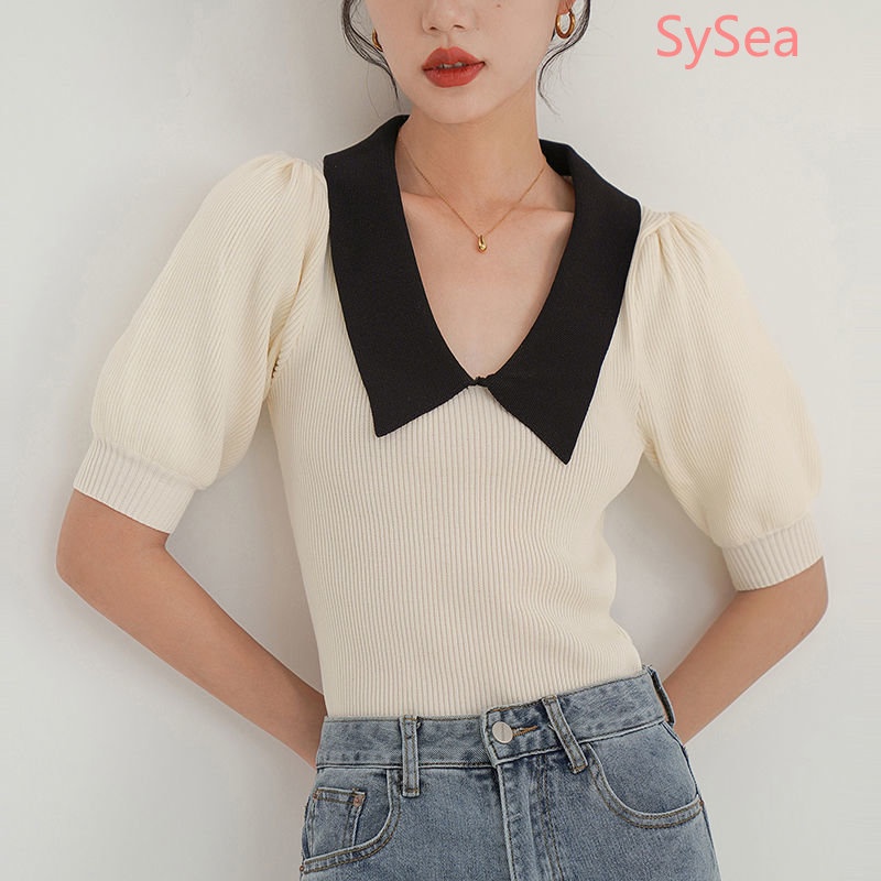 Áo Sơ Mi Tay Phồng Cổ Bẻ Thời Trang Mùa Hè Phong Cách Retro Cho Nữ