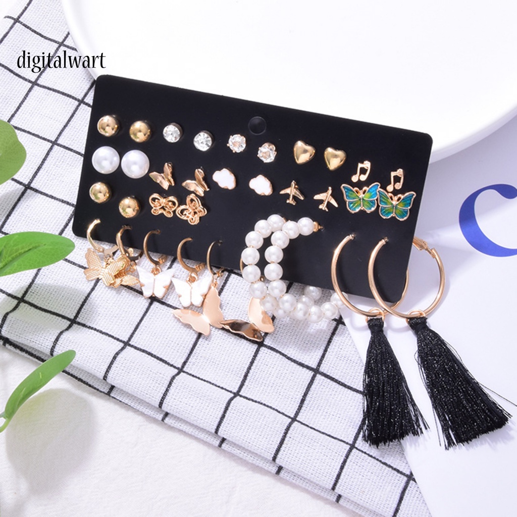 Kỹ Thuật Số| 1 Bộ Khuyên Tai Tua Rua Dài Đính Ngọc Trai Giả Nhiều Hình Dạng Phong Cách Bohemian