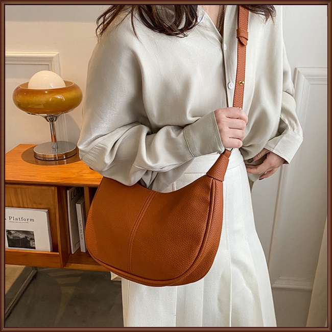 Túi Đeo Vai Bằng Da Nhân Tạo Màu Trơn Phối Khóa Kéo Thời Trang Cho Nữ