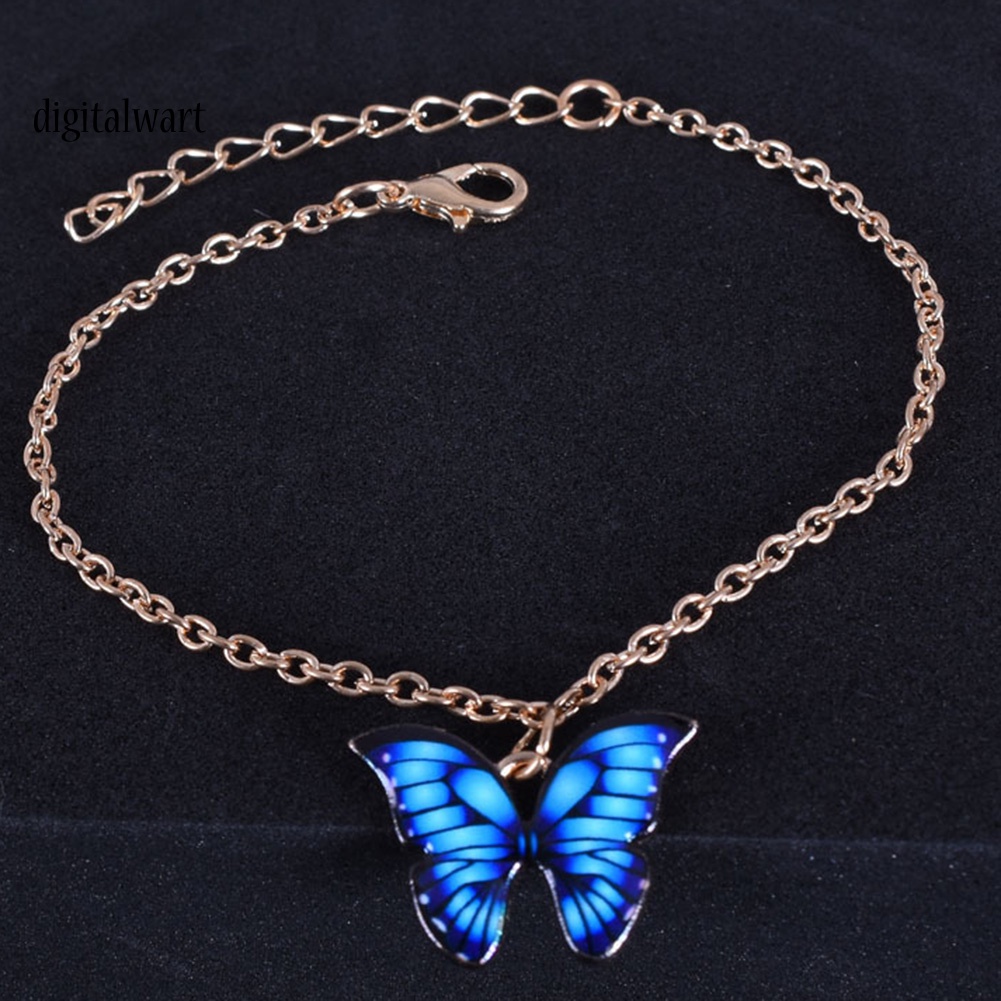 Kỹ Thuật Số| Lắc Chân Hợp Kim Mặt Hình Bướm Nhiều Màu Sắc Thanh Lịch Cho Phái Nữ