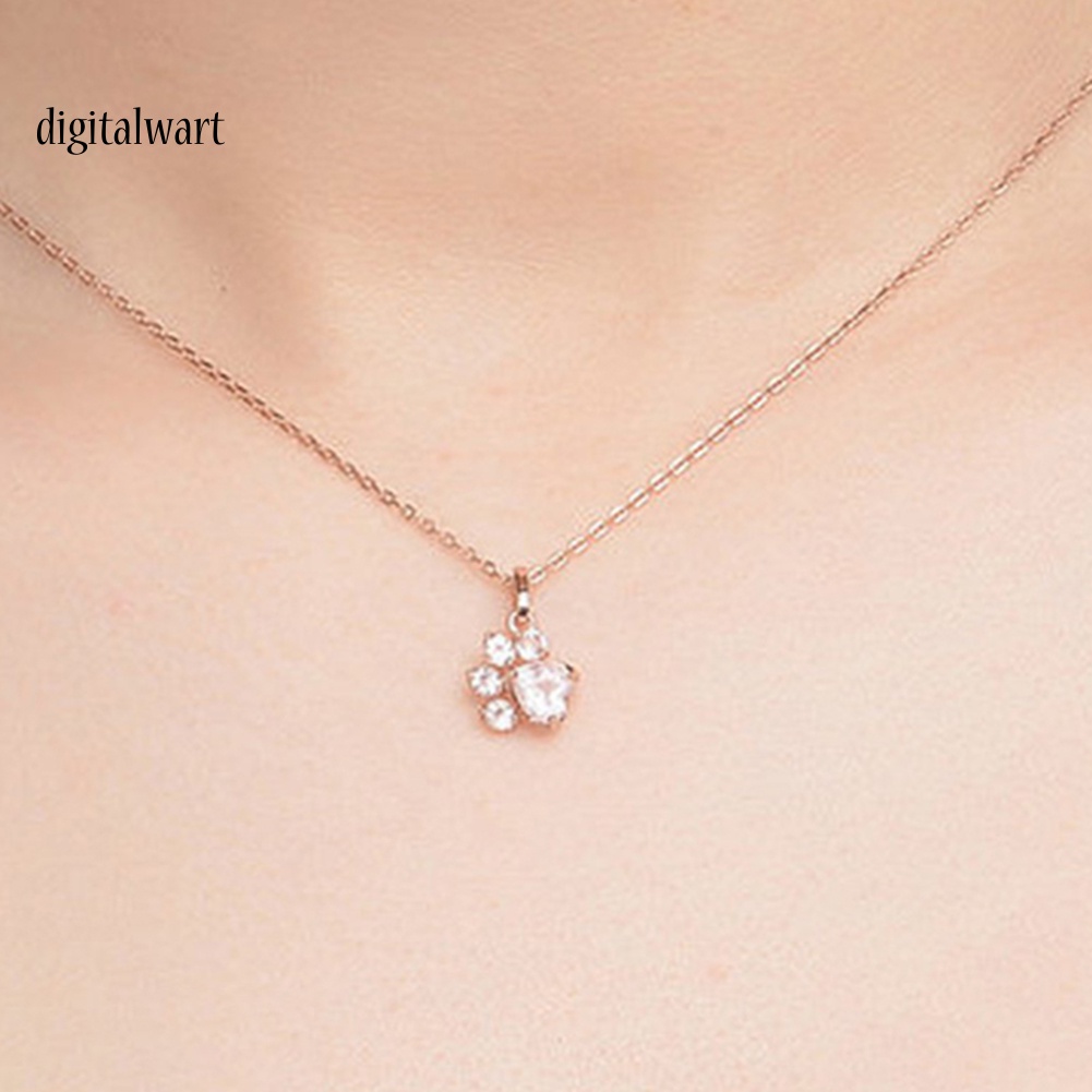 Kỹ Thuật Số| Vòng cổ HợP Kim HìNh DấU Chân CúN ĐíNh Đá ThờI Trang