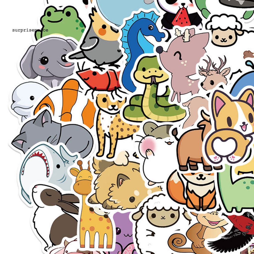 Bộ 100 Sticker Họa Tiết Động Vật Hoạt Hình Dễ Thương Bằng PVC Trang Trí Điện Thoại