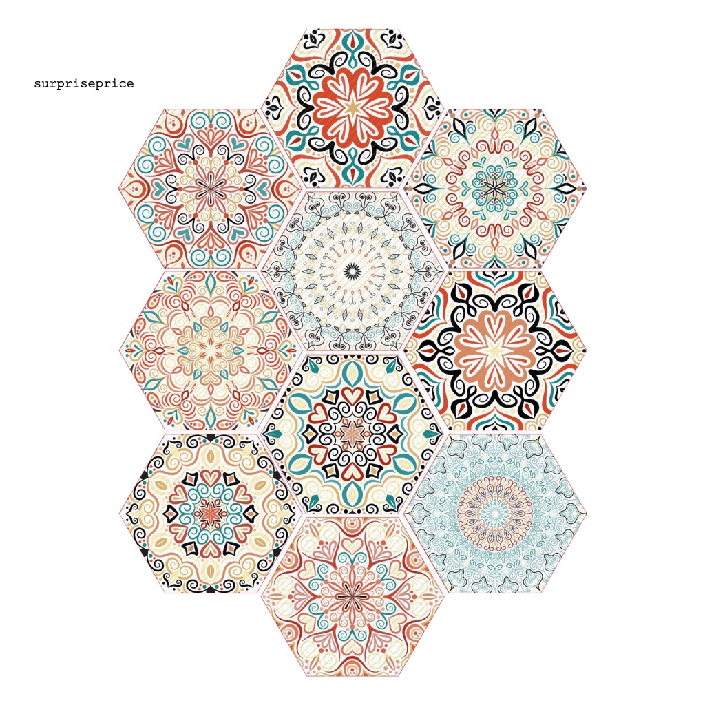 Set 10 Miếng Dán Sàn Nhà Chống Trượt Hình Lục Giác Bằng PVC