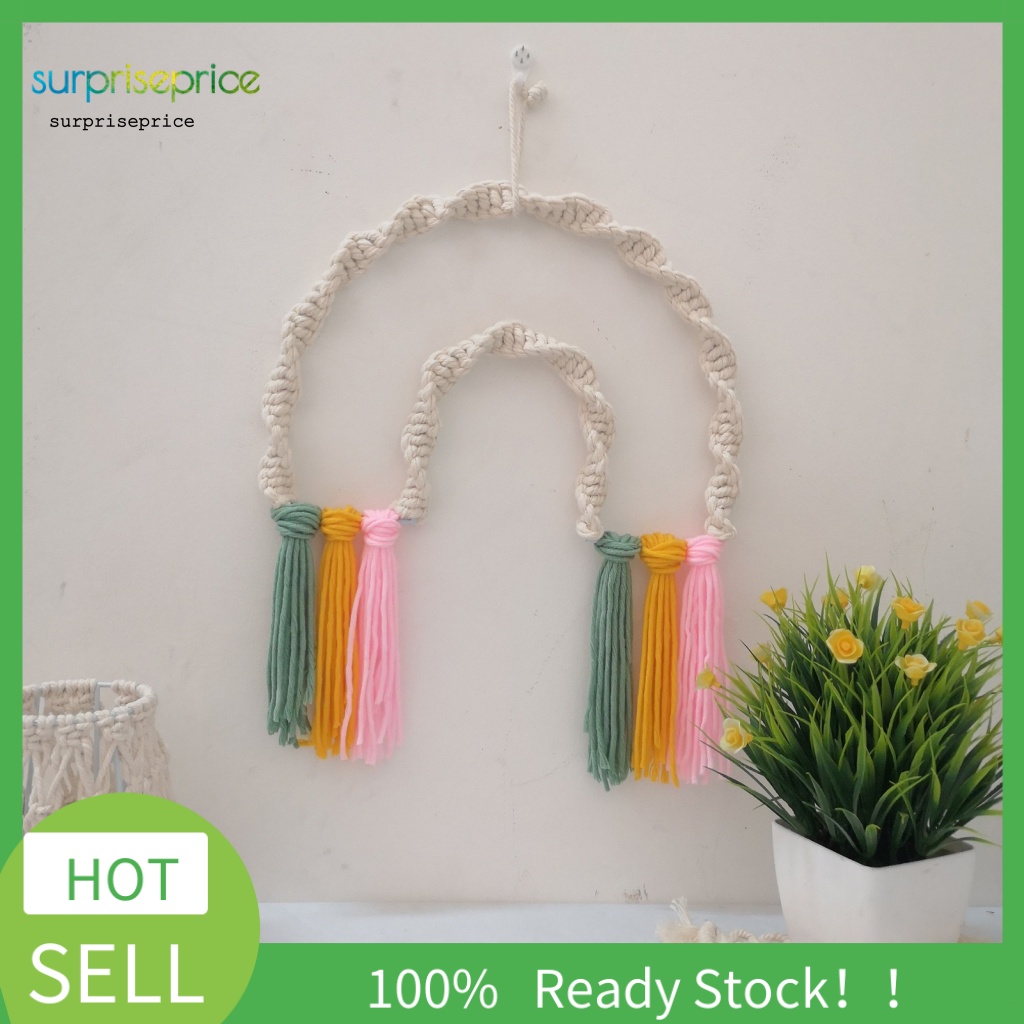 Phụ Kiện Treo Trang Trí Nhà Cửa Hình Cầu Vồng Bằng Vải Dệt Thủ Công Chống Gió Không Cần Khoan Lỗ