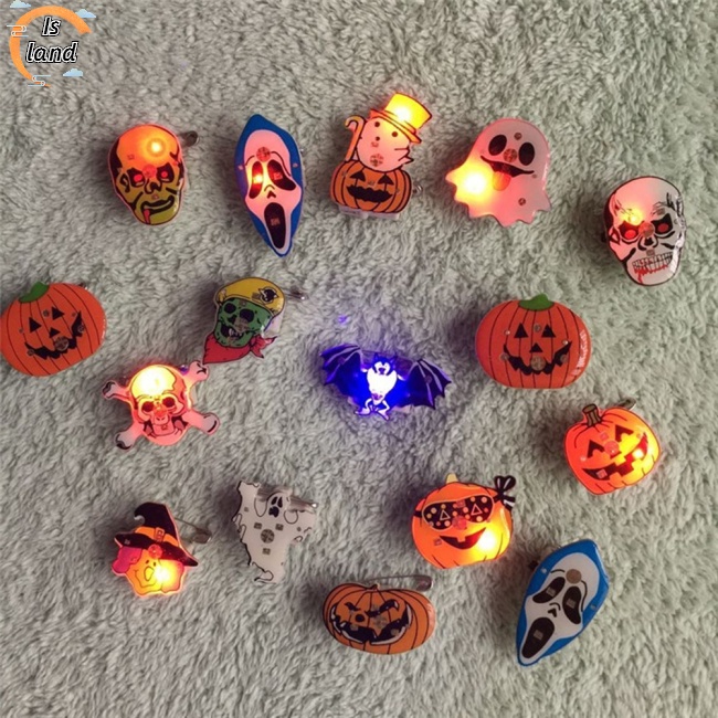 Huy Hiệu Cài Áo Hình Đầu Lâu / Bí Ngô Màu Dạ Quang Phong Cách Halloween