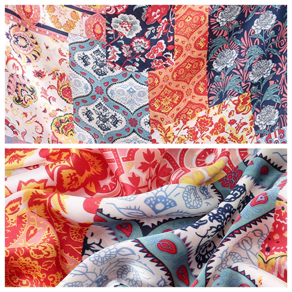 Khăn Choàng Lụa Satin Mỏng Nhẹ Thoáng Khí In Họa Tiết Phong Cách Trung Hoa 180 * 90CM