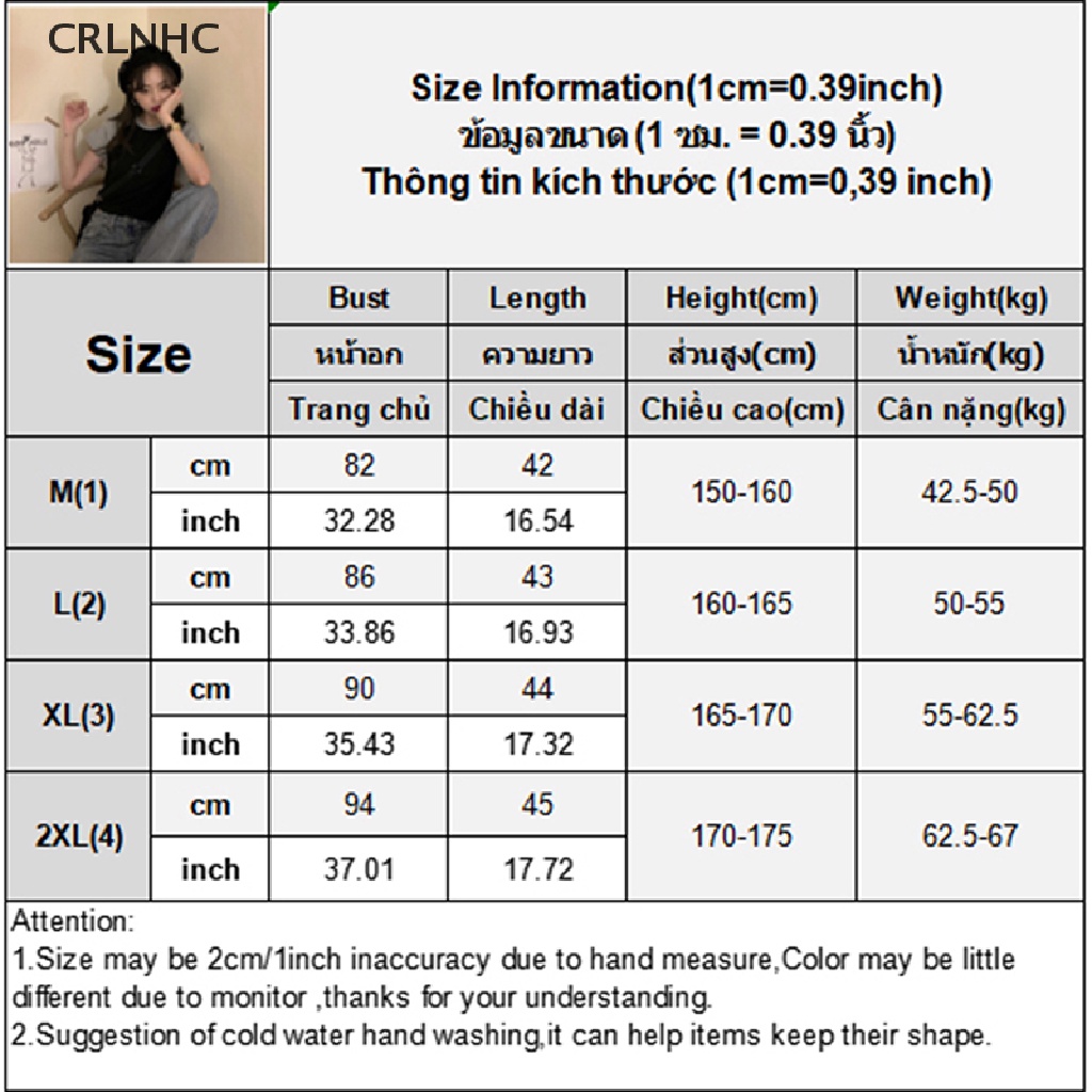 CRLNHC Áo Thun Croptop Tay Ngắn Cổ Tròn Màu Sắc Tương Phản Thời Trang Mùa Hè Cho Nữ