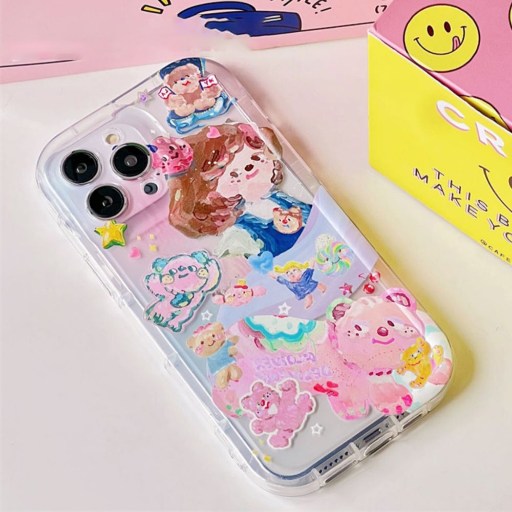 Ốp Điện Thoại TPU Mềm Chống Sốc Họa Tiết Tranh Sơn Dầu Dễ Thương Cho IPhone 11 12 13 14 Pro Max