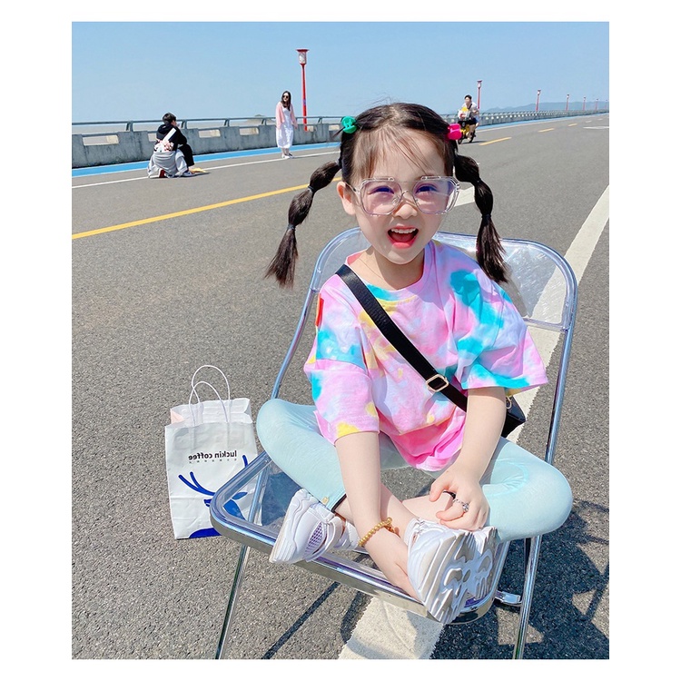 90-140cm Mùa Hè Phong Cách Mới Bé Gái Buộc Áo Thun Thời Trang Cho Bé Dễ Thương Rời Tay Ngắn Giữa Lớn Trẻ Em Hàng Đầu Hợp Thời Trang