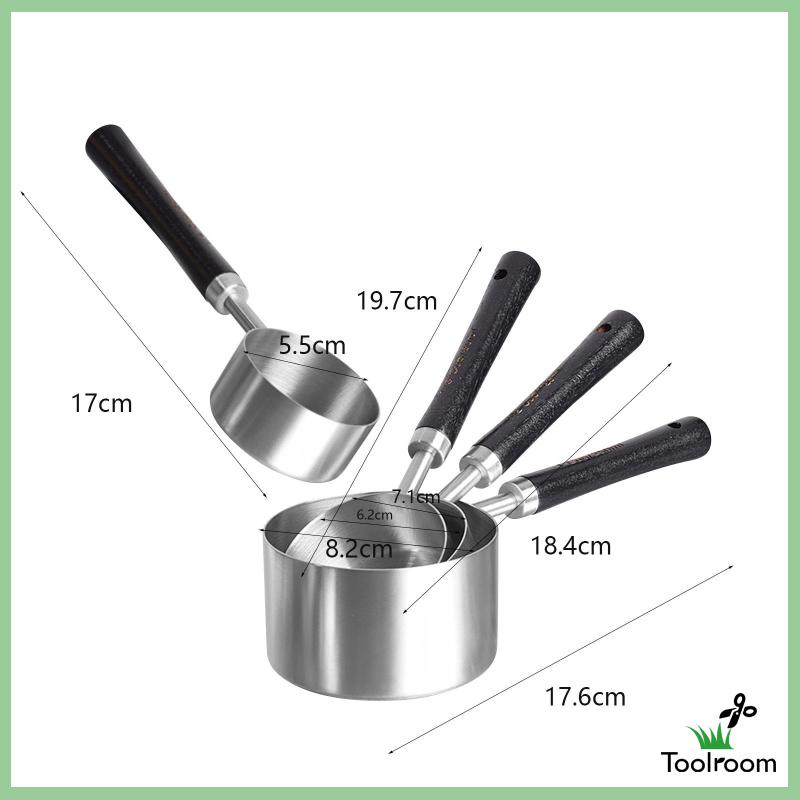 Bộ 4 Cốc Đo Lường Bằng Thép Không Gỉ Tiện Dụng Cho Nấu Sữa Xi Lanh