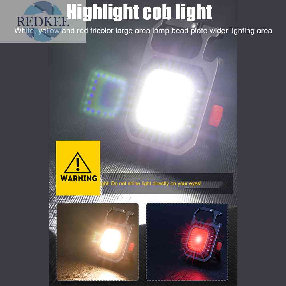 Móc Khóa Đèn LED COB 500lm Màu Đen Chống Nước Bỏ Túi Tiện Dụng