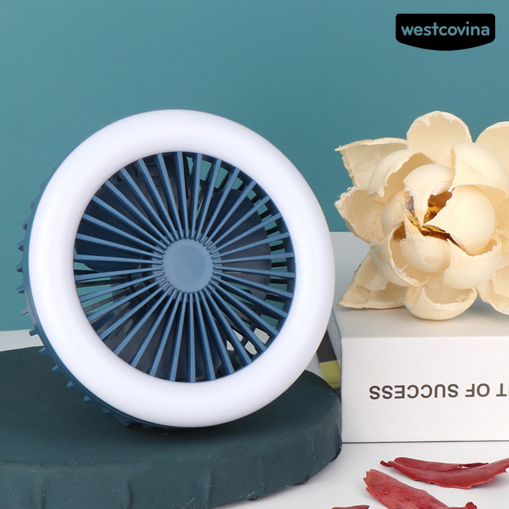 W🅢Quạt USB Mini Có Đèn LED Có Thể Gấp Lại Kèm Móc Treo Tiện Dụng
