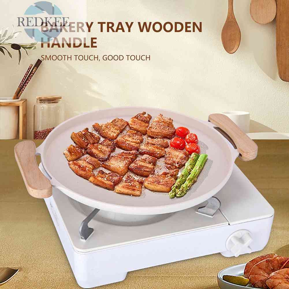 Set 2 Khay Nướng Bánh Có Tay Cầm Bằng Gỗ Chống Bỏng Cho Sân Vườn