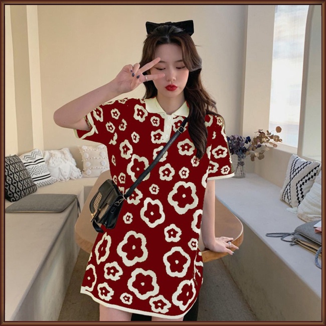 Đầm Thun Ngắn Tay Dáng Rộng Thời Trang Mùa Hè Phong Cách Retro Dành Cho Nữ