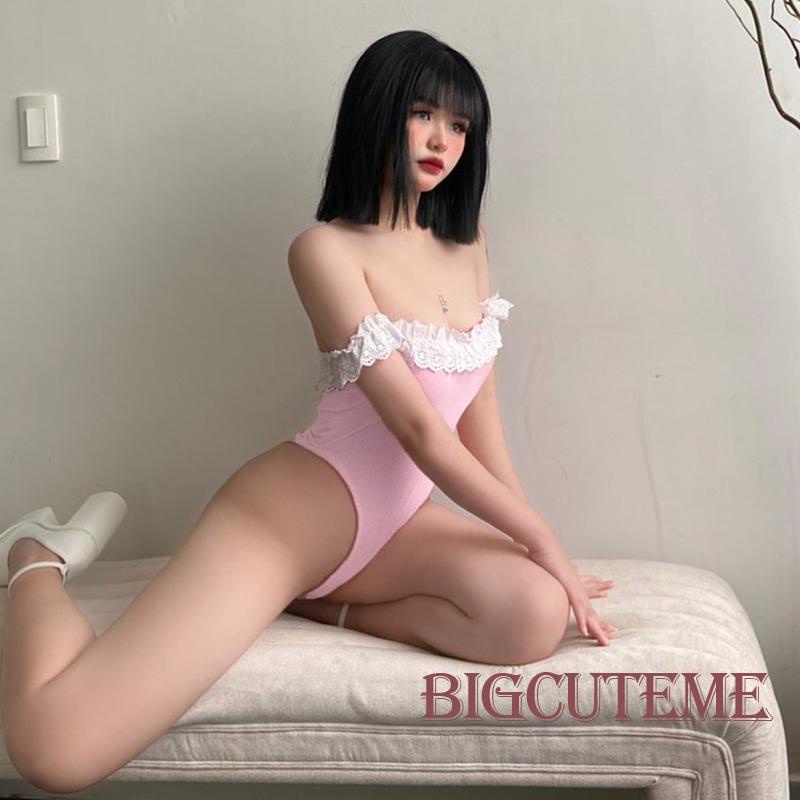 Bộ Áo Liền Quần Trễ Vai Phối Ren Nhún Bèo Thời Trang Mùa Hè Cho Nữ