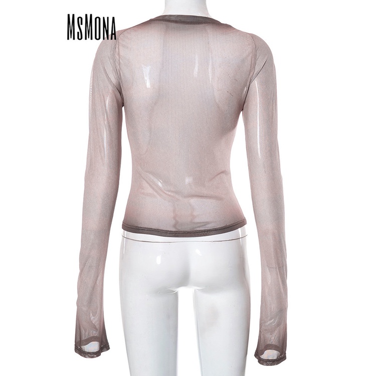 Áo Thun Tay Dài Cổ Tròn Dáng Ôm Phối Màu Tương Phản Thời Trang 2023 Quyến Rũ Cho Nữ