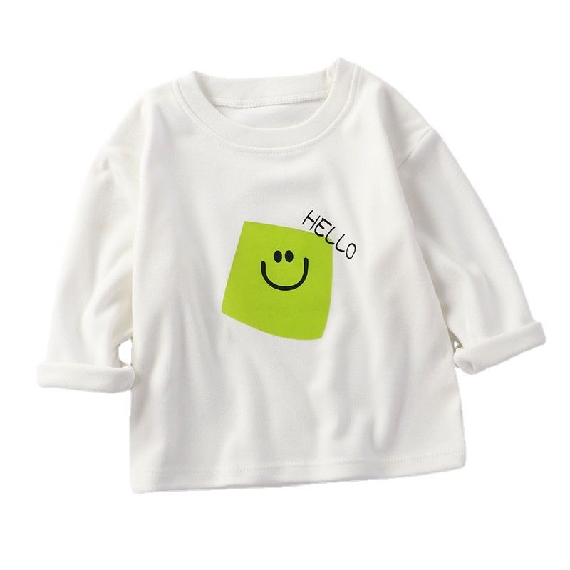 Áo Thun Tay Dài In Hình Mặt Cười Dễ Phối Đồ Cho Bé Hzffc0117