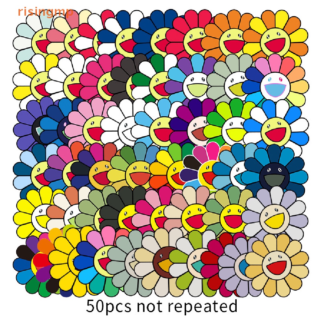 Set 50 Miếng Dán Graffiti Hình Hoa Hướng Dương Trang Trí Vali Du Lịch