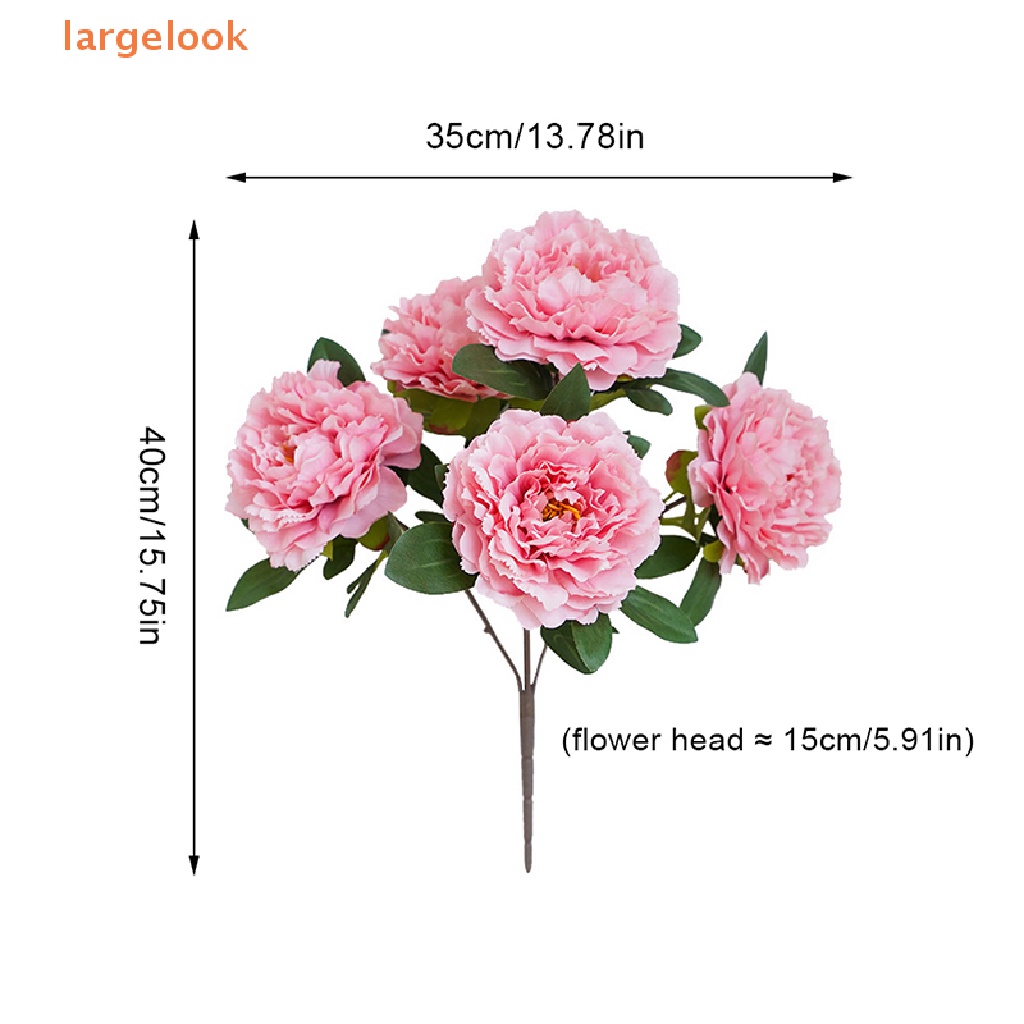 Bó 5 Bông Hoa Mẫu Đơn Giả Màu Đỏ Trang Trí Nội Thất