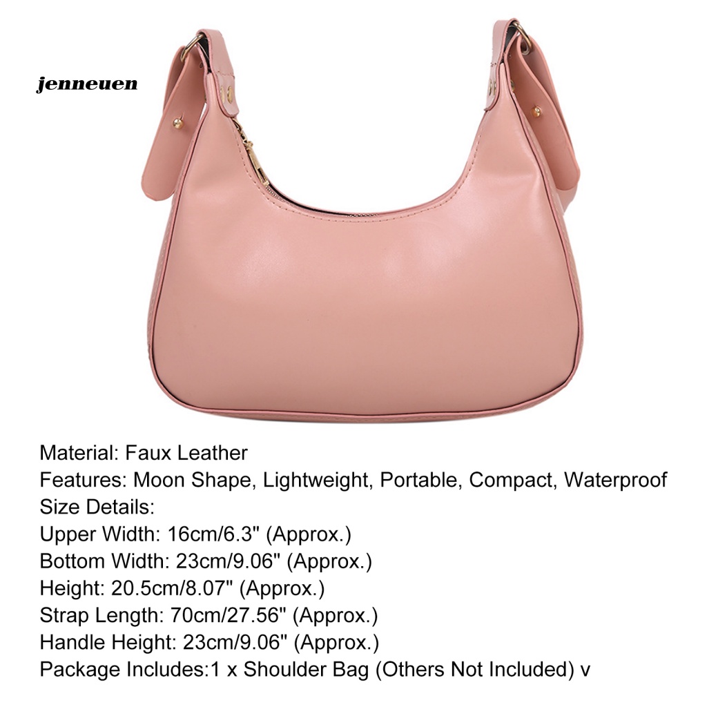 Jen Túi Xách Đeo Vai Giả Da Hình Mặt Trăng Sức Chứa Lớn Đa Năng Có Dây Đeo Vai Cho Tiệc Cưới