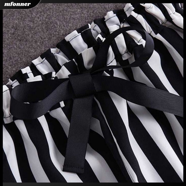 Set Áo Sơ Mi Ngắn Tay In Họa Tiết + Quần Dài Kẻ Sọc Thời Trang Mùa Hè Cho Nữ