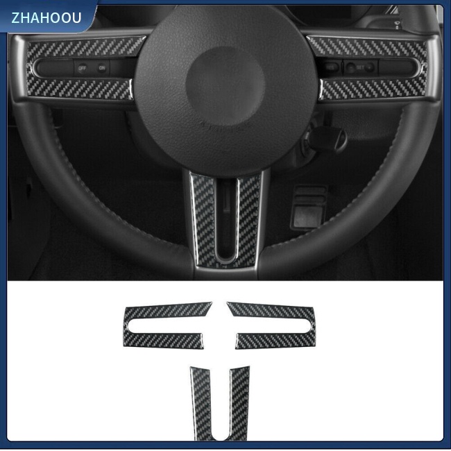 ☃Nhà Cửa☃ Bộ 3 Miếng Dán Trang Trí Nút Vô Lăng Xe Hơi Ford 05-09 Mustang Bằng Sợi Carbon