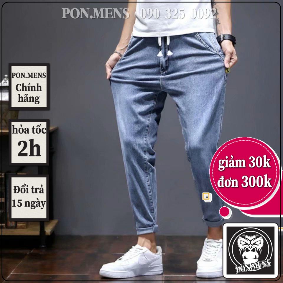Quần jean baggy nam logo bên cạnh 8025 dáng vừa có dây buộc Pon.mens hà nội hcm freeship