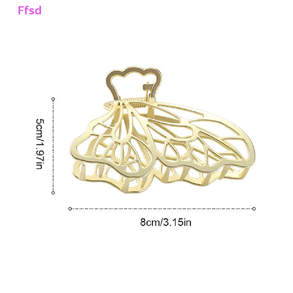 Kẹp Tóc Kim Loại Hình Bướm Màu Vàng Phong Cách Vintage Thanh Lịch Thời Trang