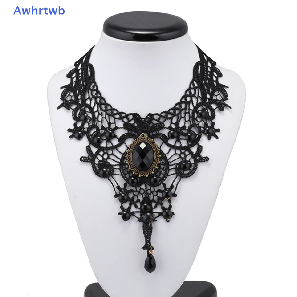 Vòng Cổ Choker Ren Đính Đá Quý Phong Cách Gothic Quyến Rũ Cho Nữ Mới