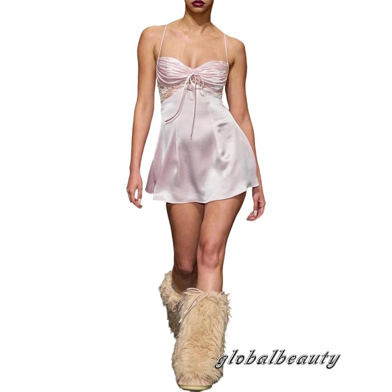 Đầm Hai Dây Mùa Hè Dáng Ngắn Trễ Vai Có Dây Rút Họa Tiết Hoa Cho Nữ