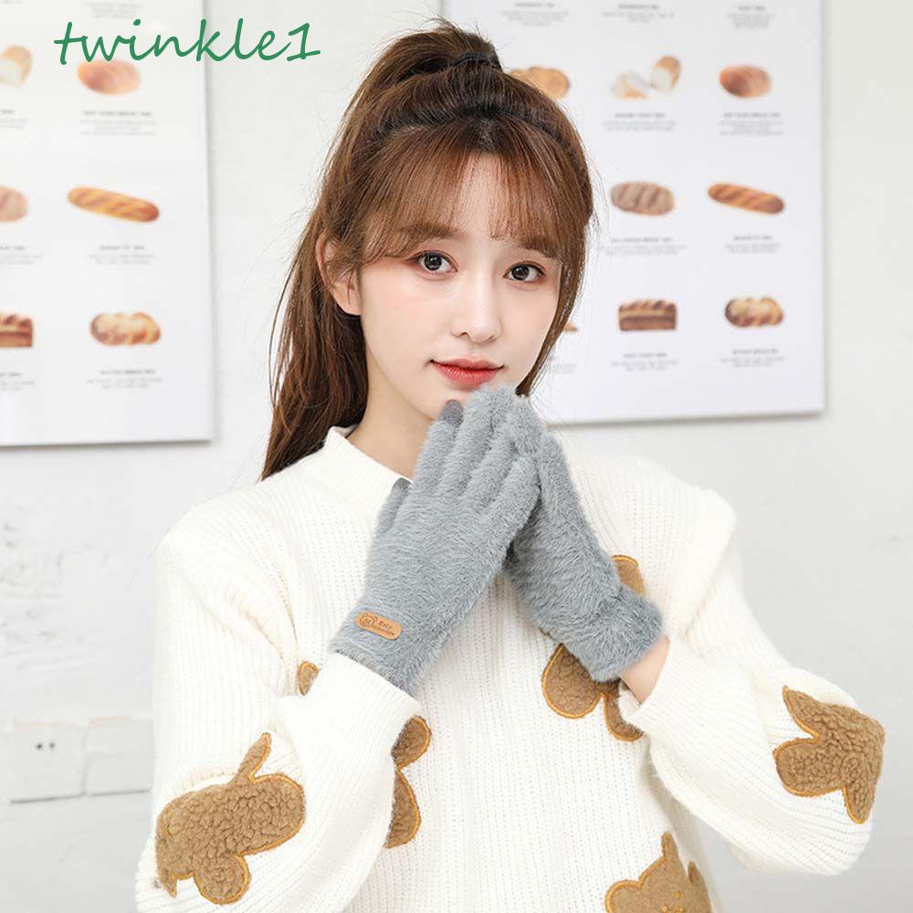 Găng Tay Năm Ngón Đính Gấu Bông Thời Trang Nữ Tính