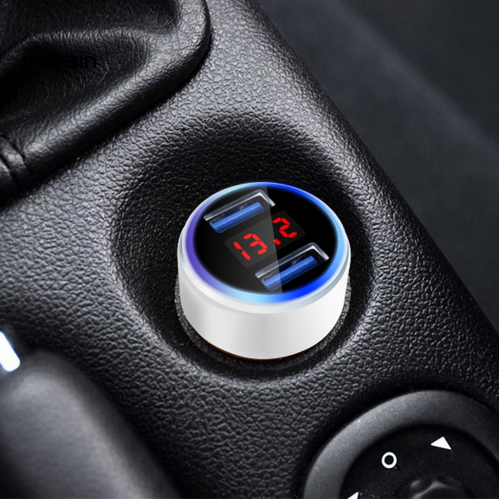 Tẩu Sạc Hai Cổng USB 5V 3.1A Màn Hình Kỹ Thuật Số Bằng Kim Loại Bền Bỉ Dùng Trong Xe Hơi