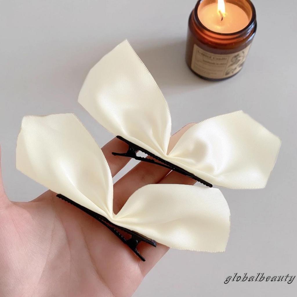Kẹp Tóc Hình Nơ Nhỏ Màu Trơn Chống Trượt Phong Cách Cổ Điển Cho Nữ