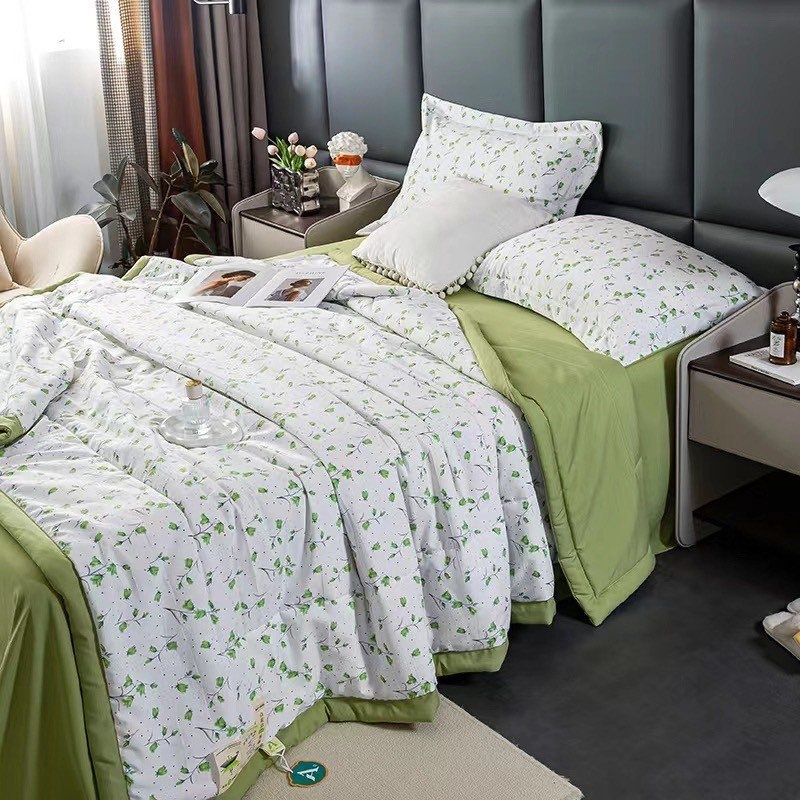 Bộ chăn ga gối Cotton đũi VIE HOME - Bedding họa tiết dễ thương mềm mát cao cấp Drap bọc nệm nhiều kích thước m4 M6 M8