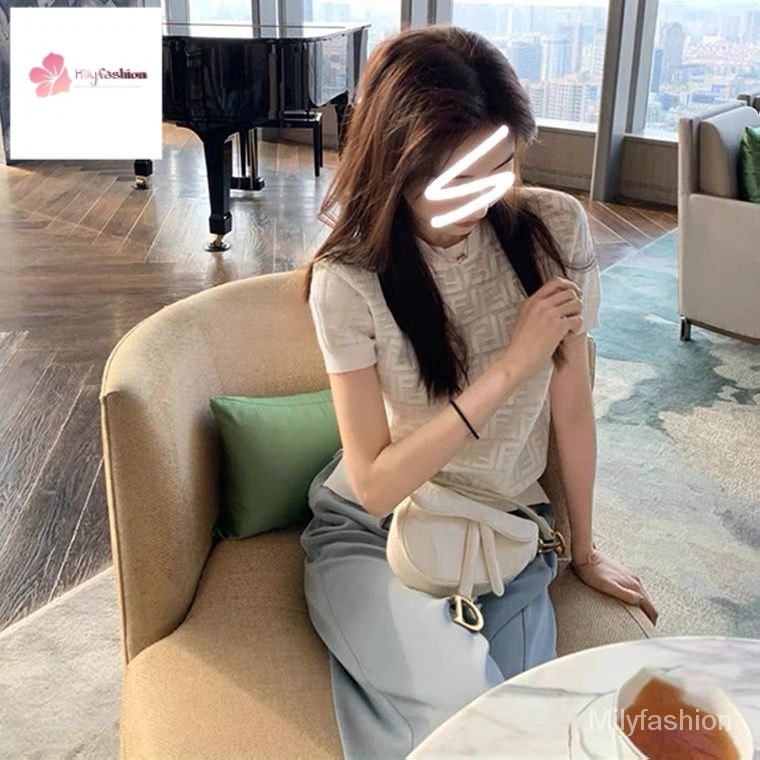 Áo dệt kim tay ngắn thời trang cho nữ