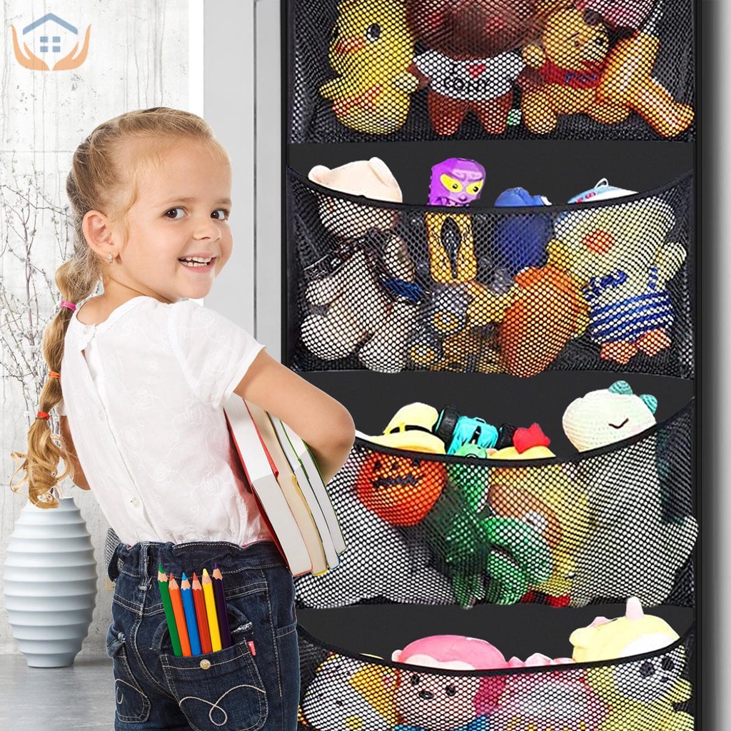 Túi Đựng Đồ Chơi Nhồi Bông Hình Động Vật Treo Cửa Ra Vào Với 4 Túi Lớn Cho Bé shoptkc4148