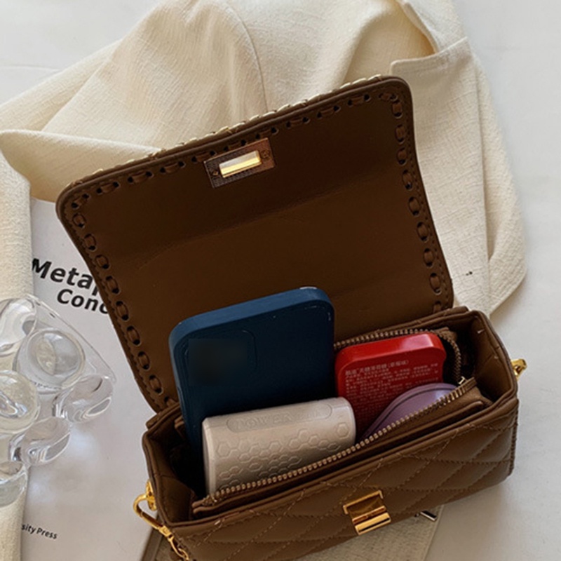 Ielgy Túi Đeo Vai Hình Vuông Nhỏ Thêu Chỉ Có Đường Chỉ Chất Lượng Cao Cho Nữ