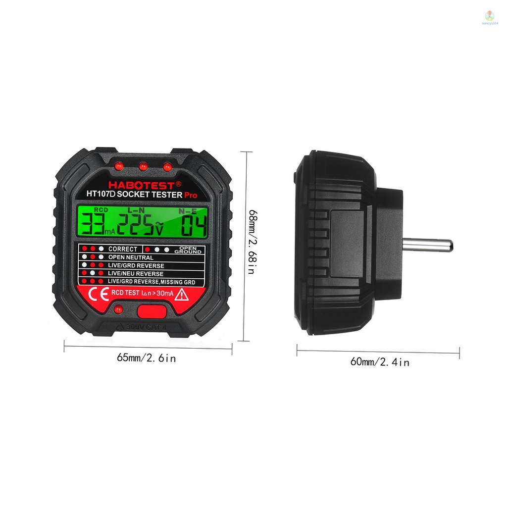 Thiết Bị Kiểm Tra Điện Áp 90-250V HABOTEST GFCI HT107D