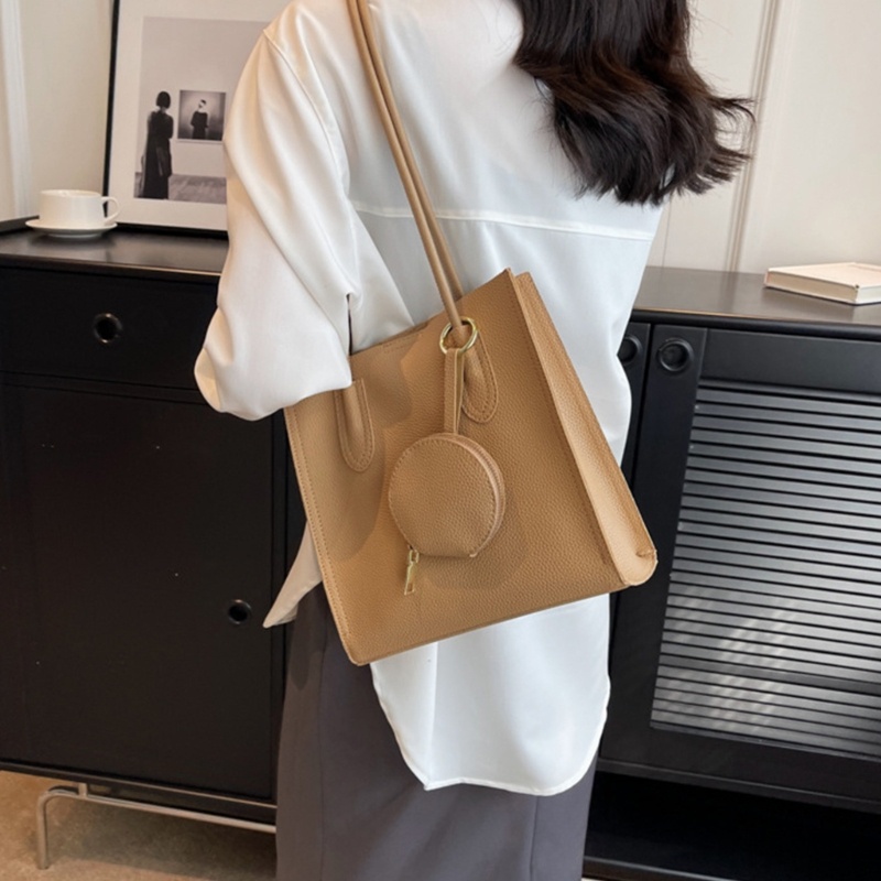 Túi Xách Da PU Màu Trơn Sức Chứa Lớn Dễ Phối Đồ Thời Trang Cho Nữ