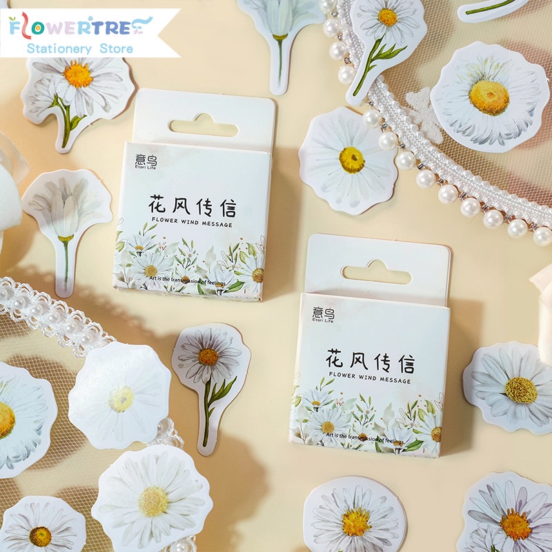 Bộ 46 Miếng Dán Trang Trí Sổ Tay Hình Hoa Xinh Xắn