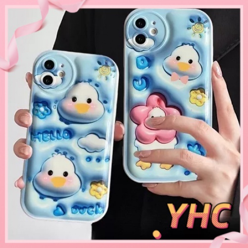 Ốp lưng iPhone Hiệu ứng phẳng 3D của vịt hoa hoạt hình áp dụng cho vỏ bong bóng chống rơi Cho iPhone 6 / 6S / 6splus / se / 7 / 7plus / 8 / 8plus / X / xs / xsmax / 11 / 12 / 13 / 14-5070