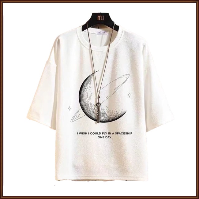 Áo Thun Tay Ngắn Cổ Tròn Dáng Rộng In Họa Tiết Độc Đáo Thời Trang Mùa Hè Cho Nam