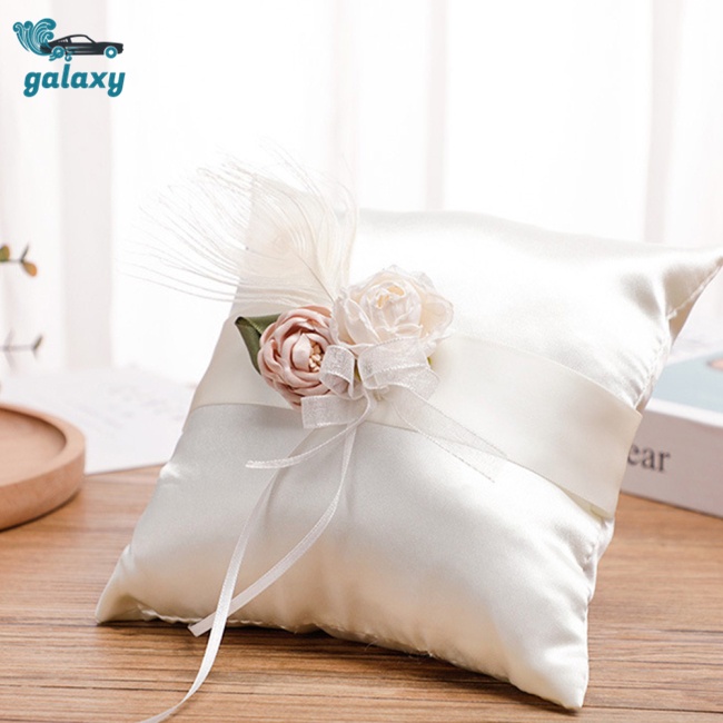 Galaxy Giỏ Đựng Nhẫn Cưới Bằng Sợi Đay Phối Vải Bố Với Tay Cầm Ngọc Trai Cho Tiệc Cướ