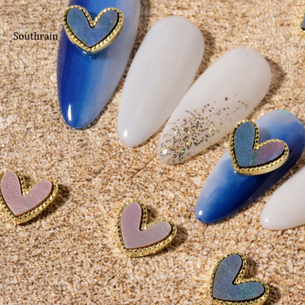 Set 10 Phụ Kiện Trang Trí Móng Tay Tạo Hiệu Ứng 3D Hình Trái Tim Sang Trọng