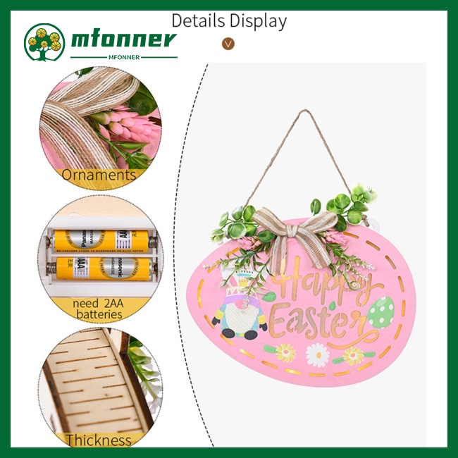 Biển Hiệu Bằng Gỗ Hình Thỏ Và Trứng Phục Sinh Có Thể Tái Sử Dụng Trang Trí Cửa Sổ